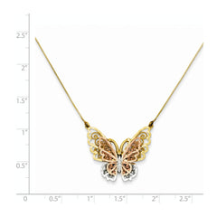 14K Yellow & Rose Gold w/ Rhodium Butterfly Necklace