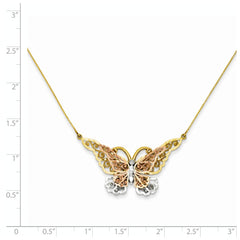 14K Yellow & Rose Gold w/ Rhodium Butterfly Necklace