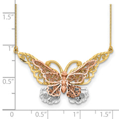 14k Yellow & Rose Gold w/ Rhodium Butterfly Necklace