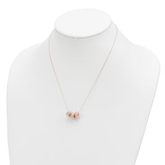 14K Rose Gold Ropa Diamond Cut Beads W/ 2in Ext Necklace