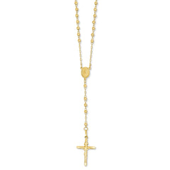 14K Diamond-cut 3mm Beaded Rosary Necklace