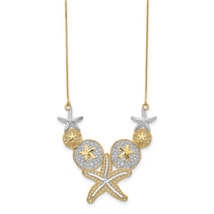 14k & Rhodium Diamond-cut Starfish and Sand Dollar Necklace