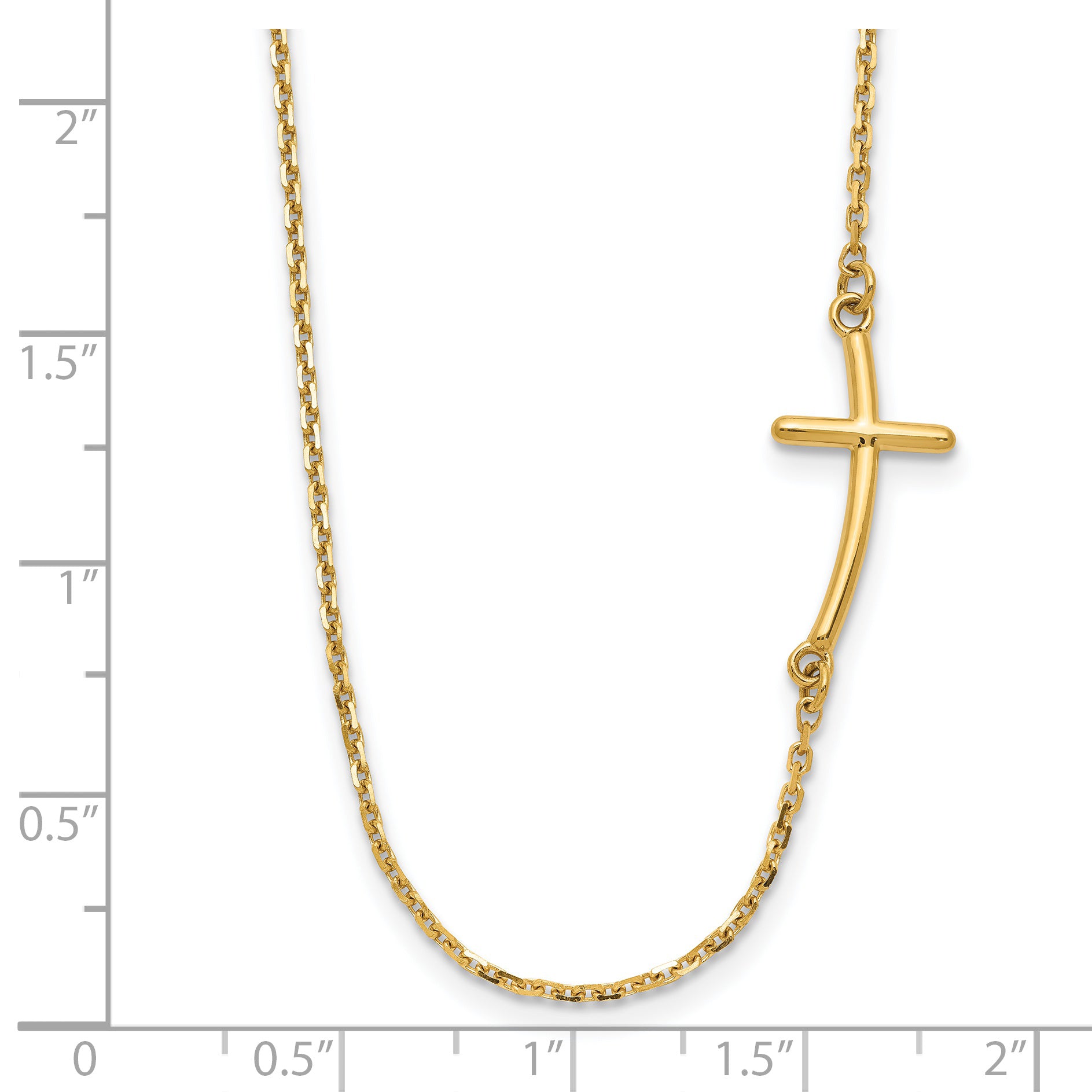 14k Small Sideways Curved Cross Necklace