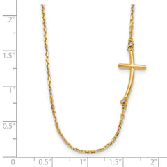 14k Small Sideways Curved Cross Necklace