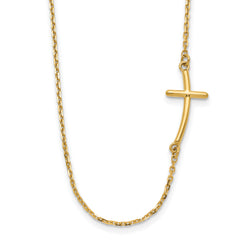 14k Small Sideways Curved Cross Necklace