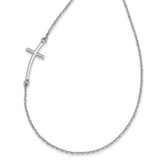 10k White Gold Large Sideways Curved Cross Necklace