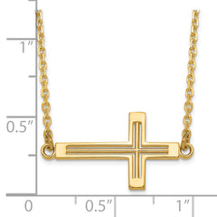 14k Sideways Cut-out Cross Necklace