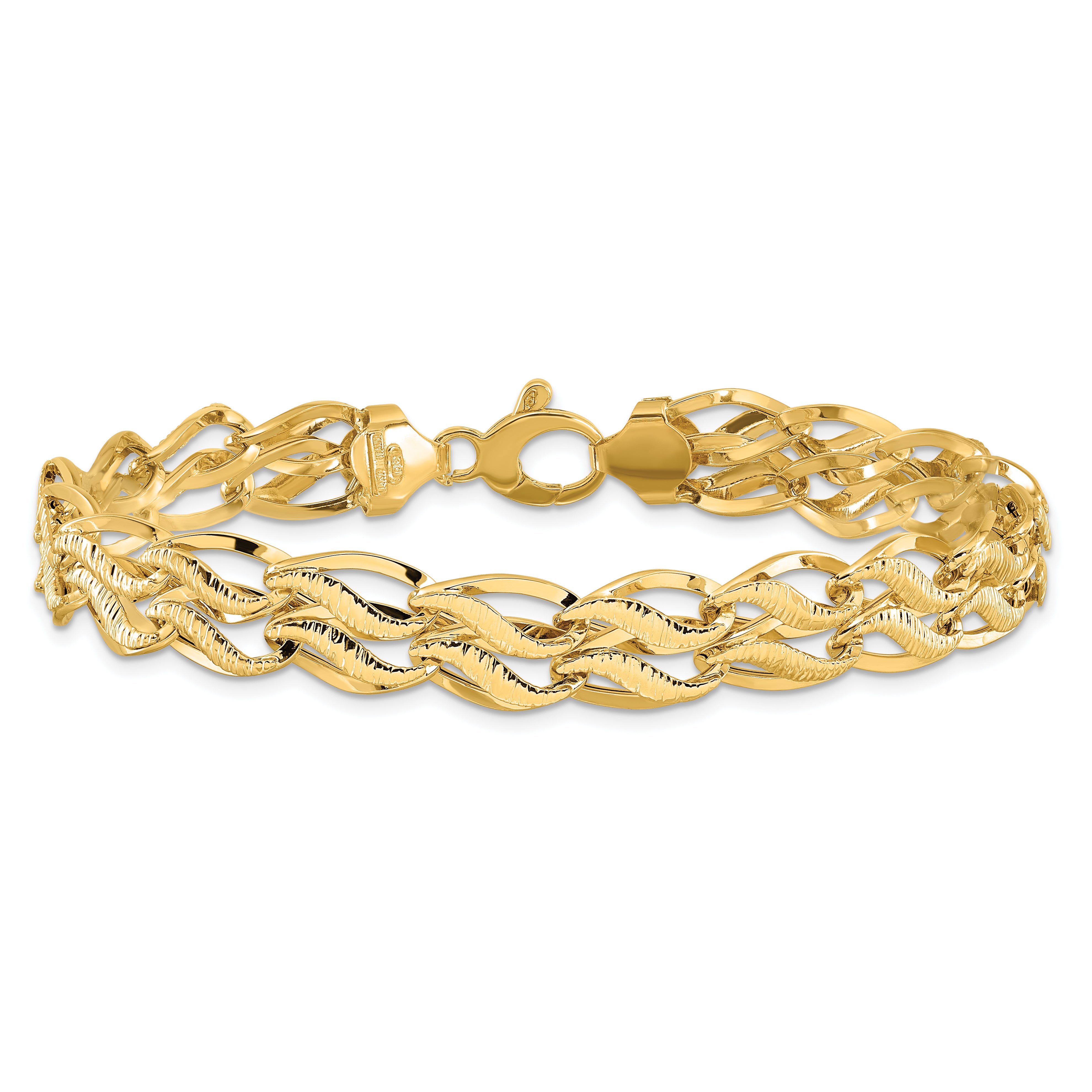 14K 8 inch Fancy Link Bracelet