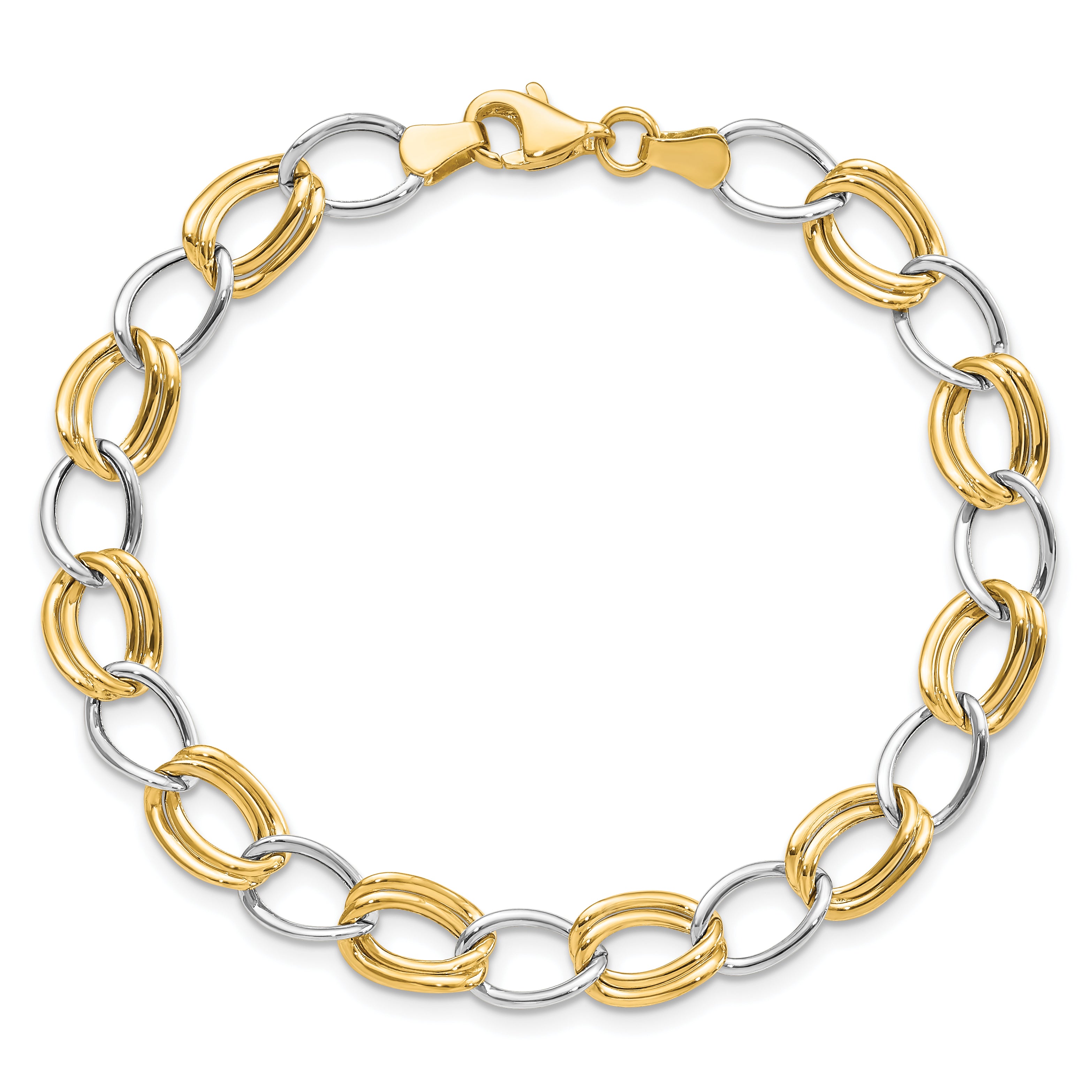 14K Two-Tone Polished Open Link Bracelet