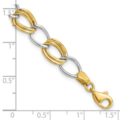 14K Two-Tone Polished Open Link Bracelet