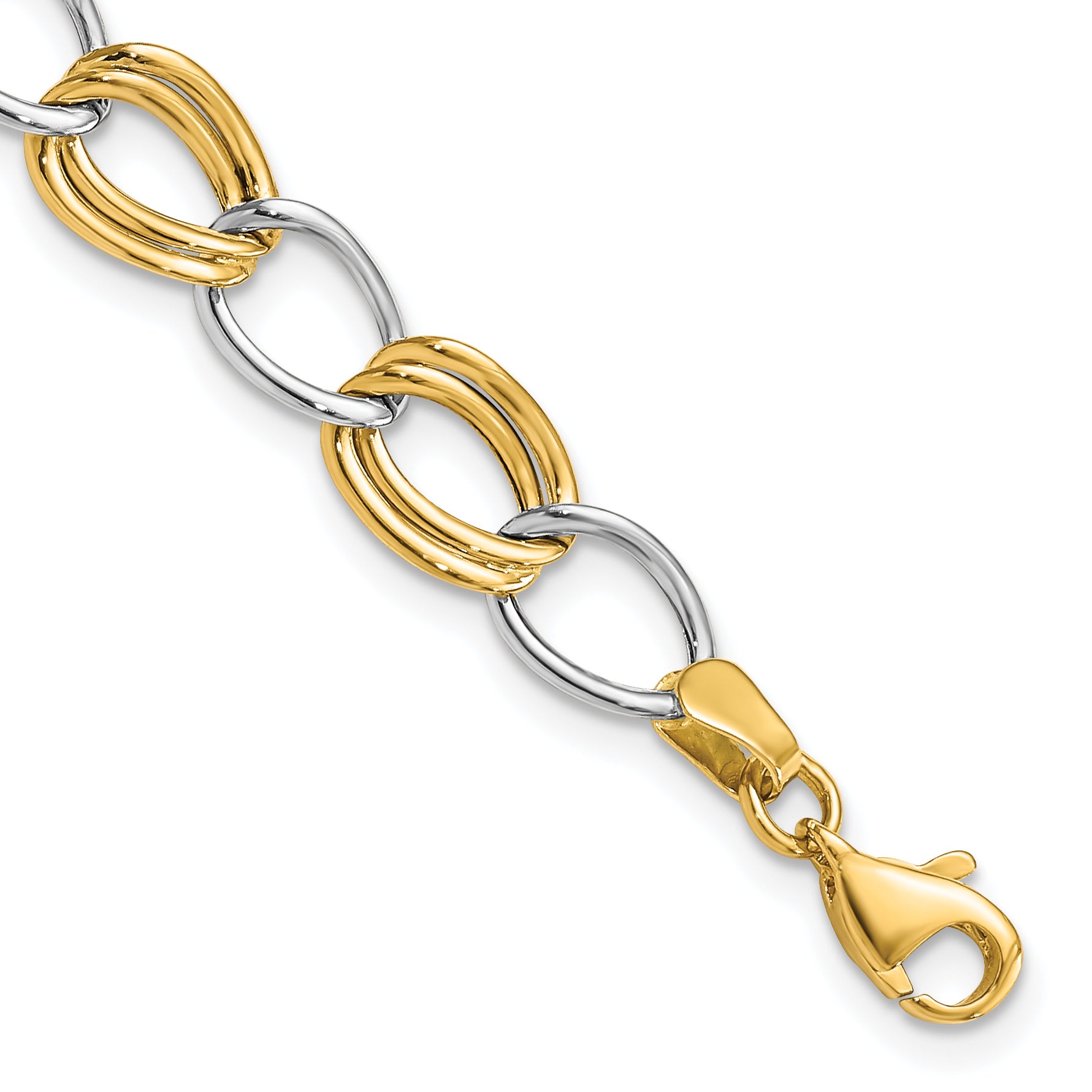 14K Two-Tone Polished Open Link Bracelet