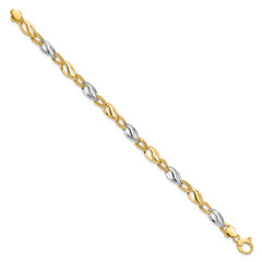 14K Two-tone Polished & Diamond Cut Bracelet