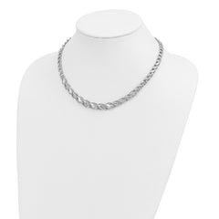 14K White Gold Diamond-Cut Necklace with Polished Rhodium Finish