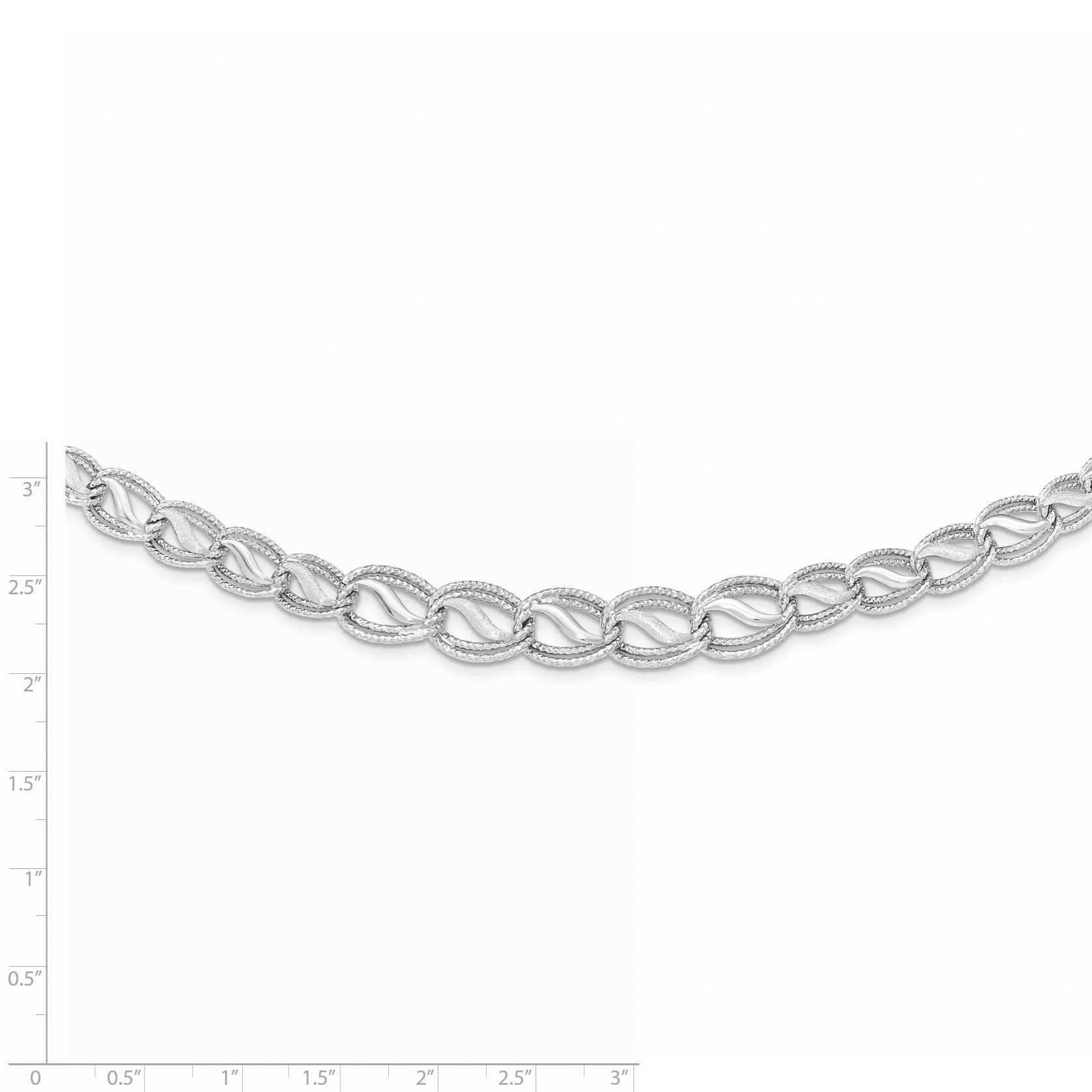 14K White Gold Diamond-Cut Necklace with Polished Rhodium Finish