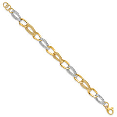 14k Two Tone Polished Fancy Link Bracelet