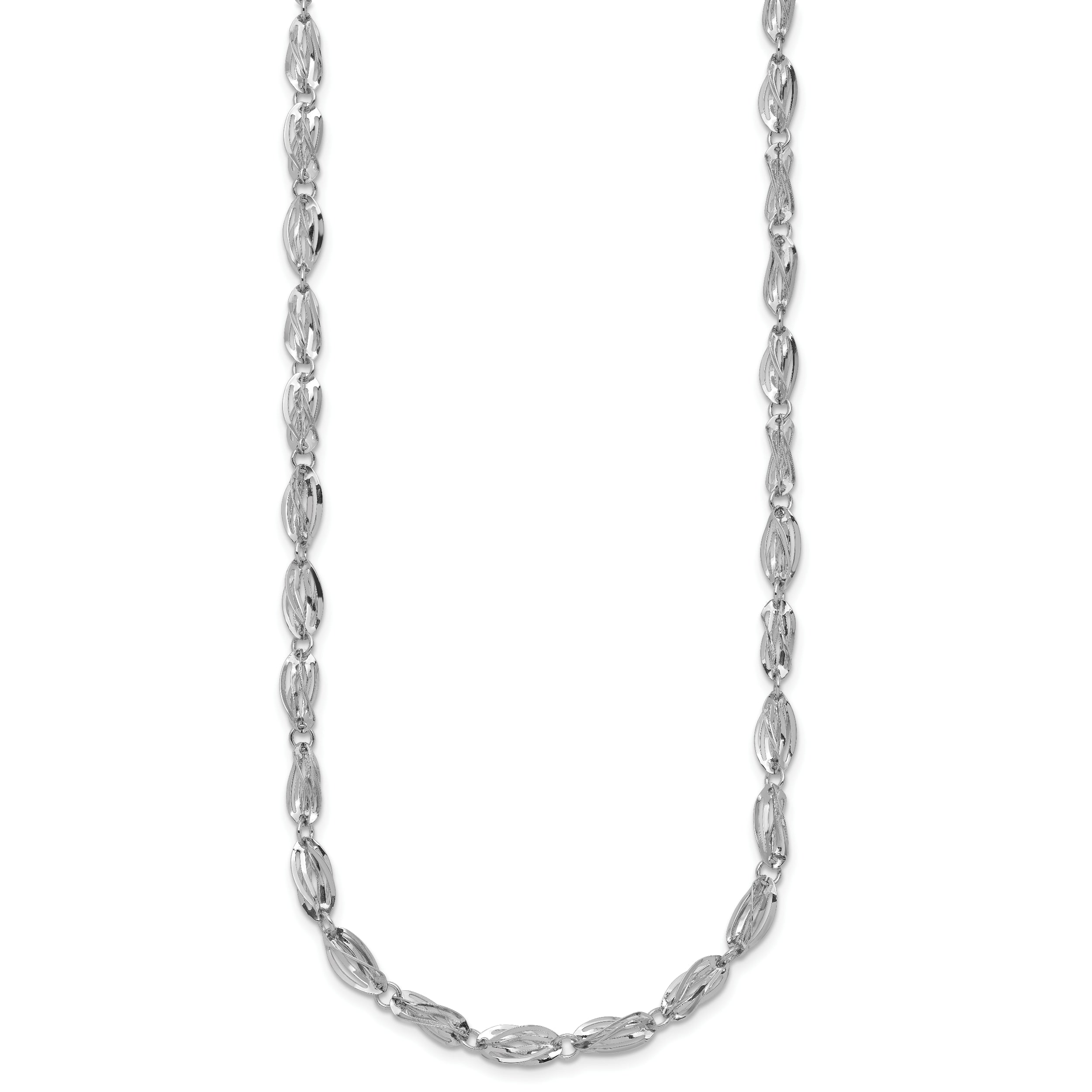 14K White Gold Fancy Link Necklace