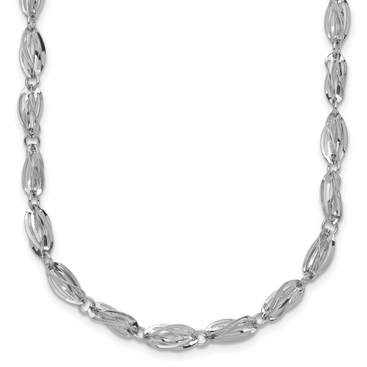 14K White Gold Fancy Link Necklace