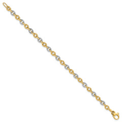 14K Two-tone Polished & Diamond Cut Bracelet