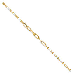 14k Gold Polished Textured Fancy Link Bracelet