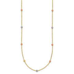 14k Tri-color Polished & D/C Beaded Necklace