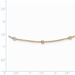 14K Tri-Color Gold Beaded Necklace with Polished Elegant Finish