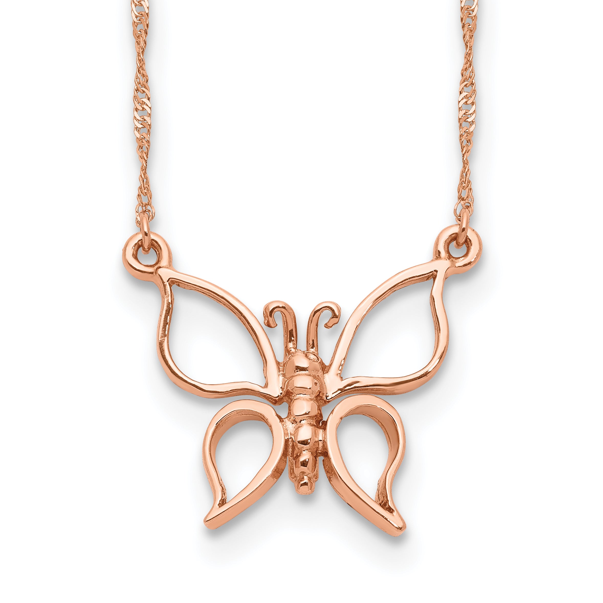 14k Rose Gold Polished Butterfly Necklace