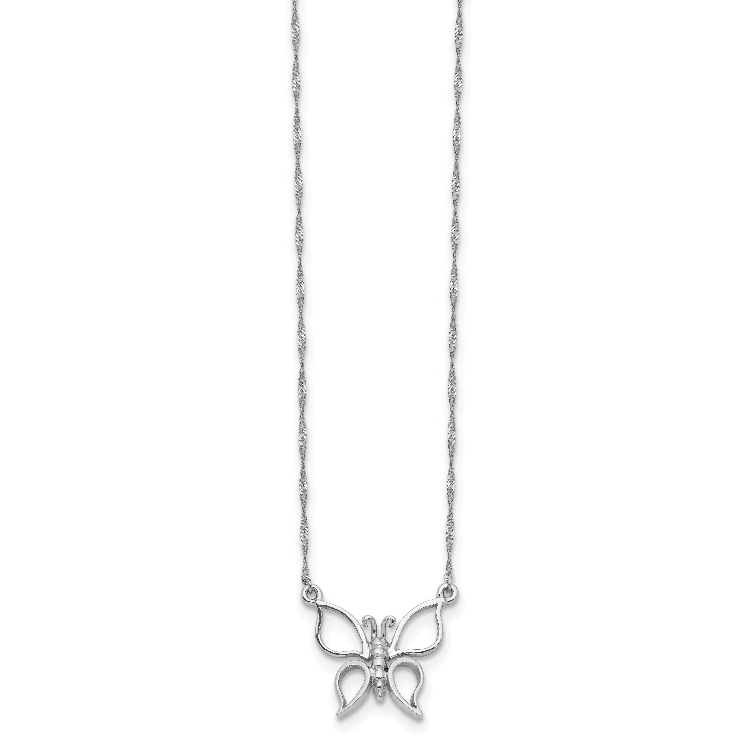 14K White Gold Butterfly Necklace with Rhodium Polished Finish  Elegant Women's Jewelry