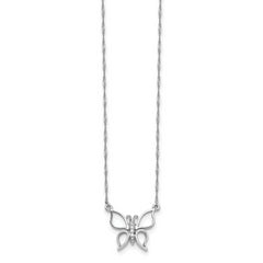 14k White Gold Polished Butterfly Necklace