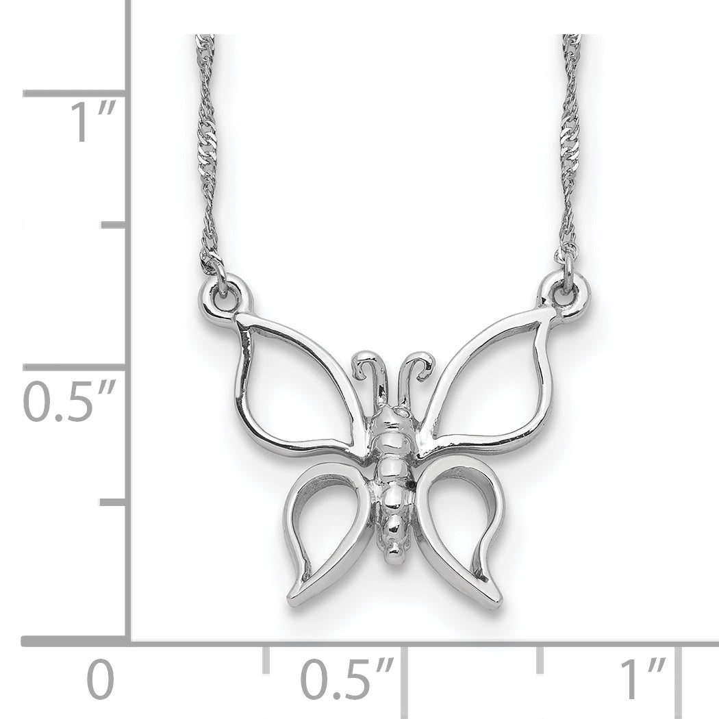 14K White Gold Butterfly Necklace with Rhodium Polished Finish  Elegant Women's Jewelry