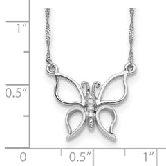 14K White Gold Butterfly Necklace with Rhodium Polished Finish  Elegant Women's Jewelry