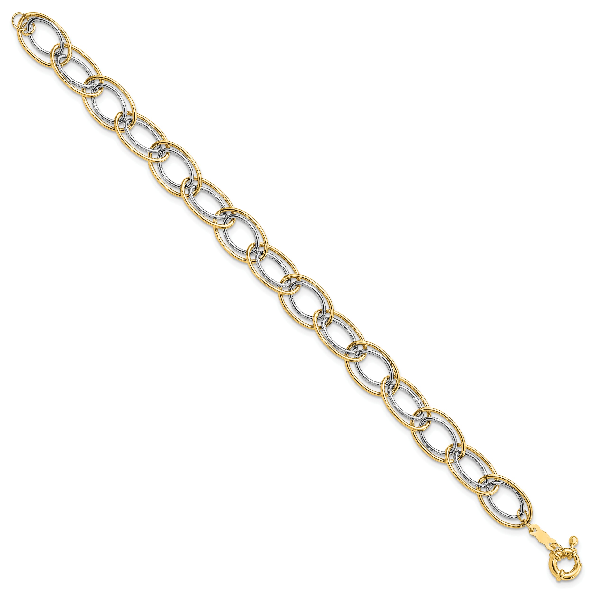 14k Two Tone Fancy Oval Link Bracelet