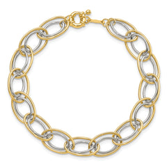 14k Two Tone Fancy Oval Link Bracelet