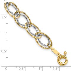 14k Two Tone Fancy Oval Link Bracelet