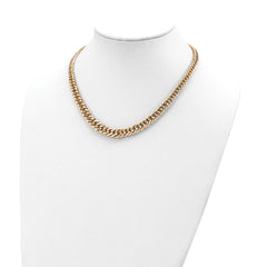 14k Polished Fancy Graduated Curb Chain Necklace