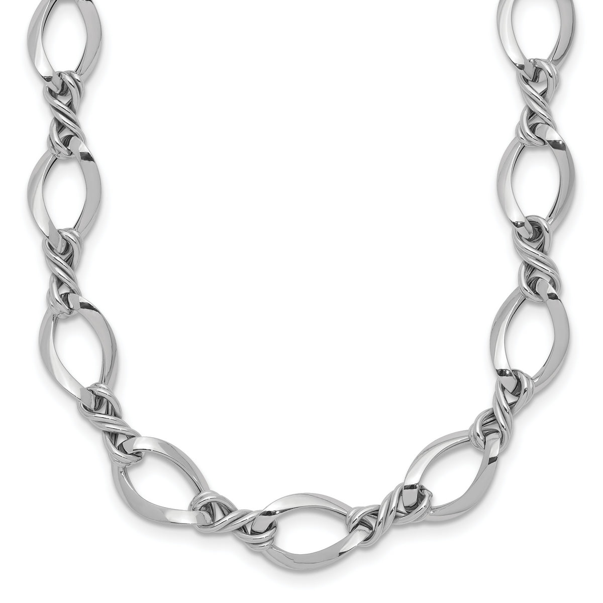 14k White Gold Fancy Link 18in Necklace