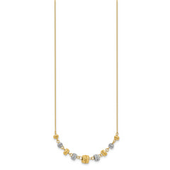 14k Two-tone Diamond-cut Polished Graduated Barrels Necklace