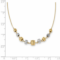 14k Two-tone Diamond-cut Polished Graduated Barrels Necklace