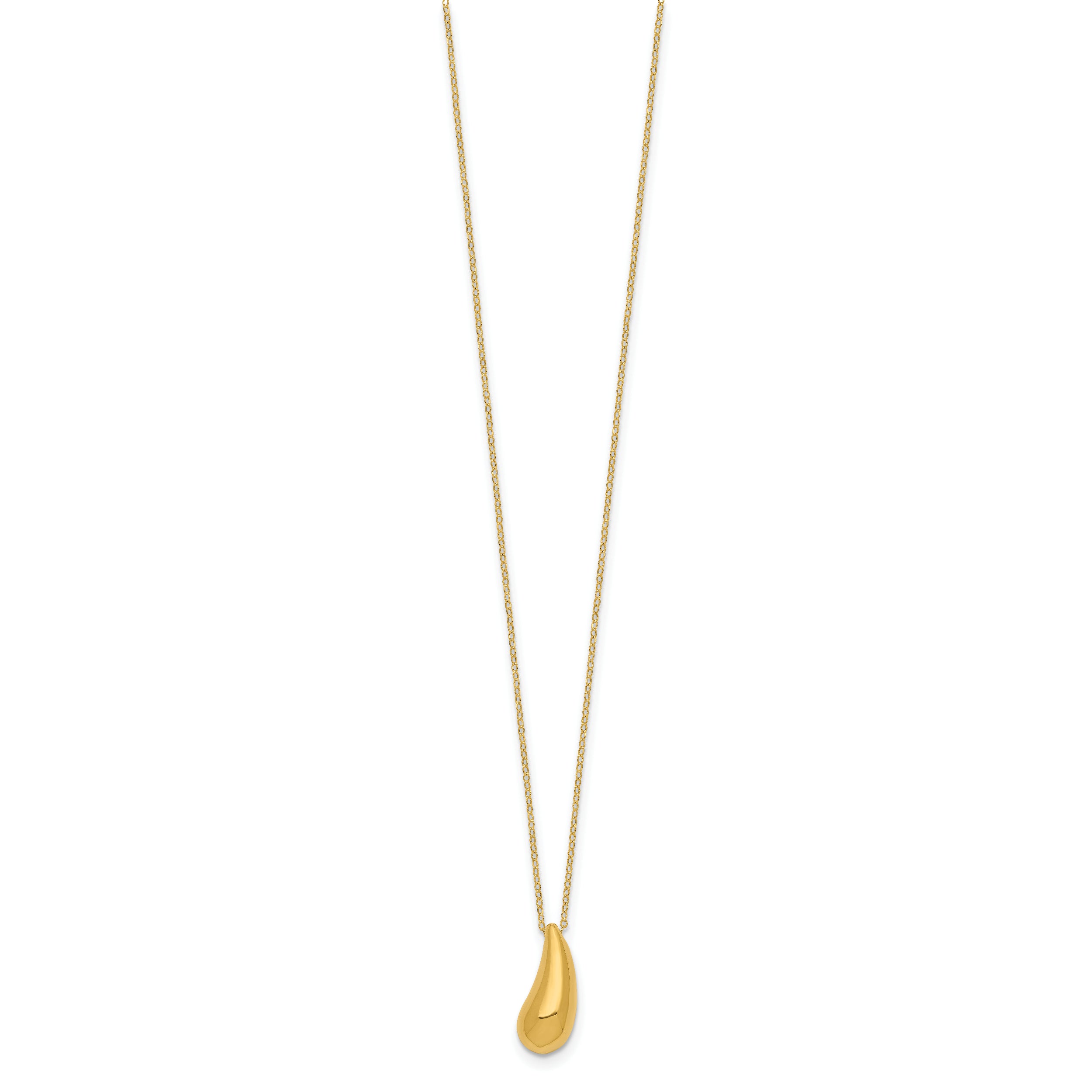 Sophia Jewelers 14K Gold Polished Teardrop Necklace with Elegant Rolo Chain