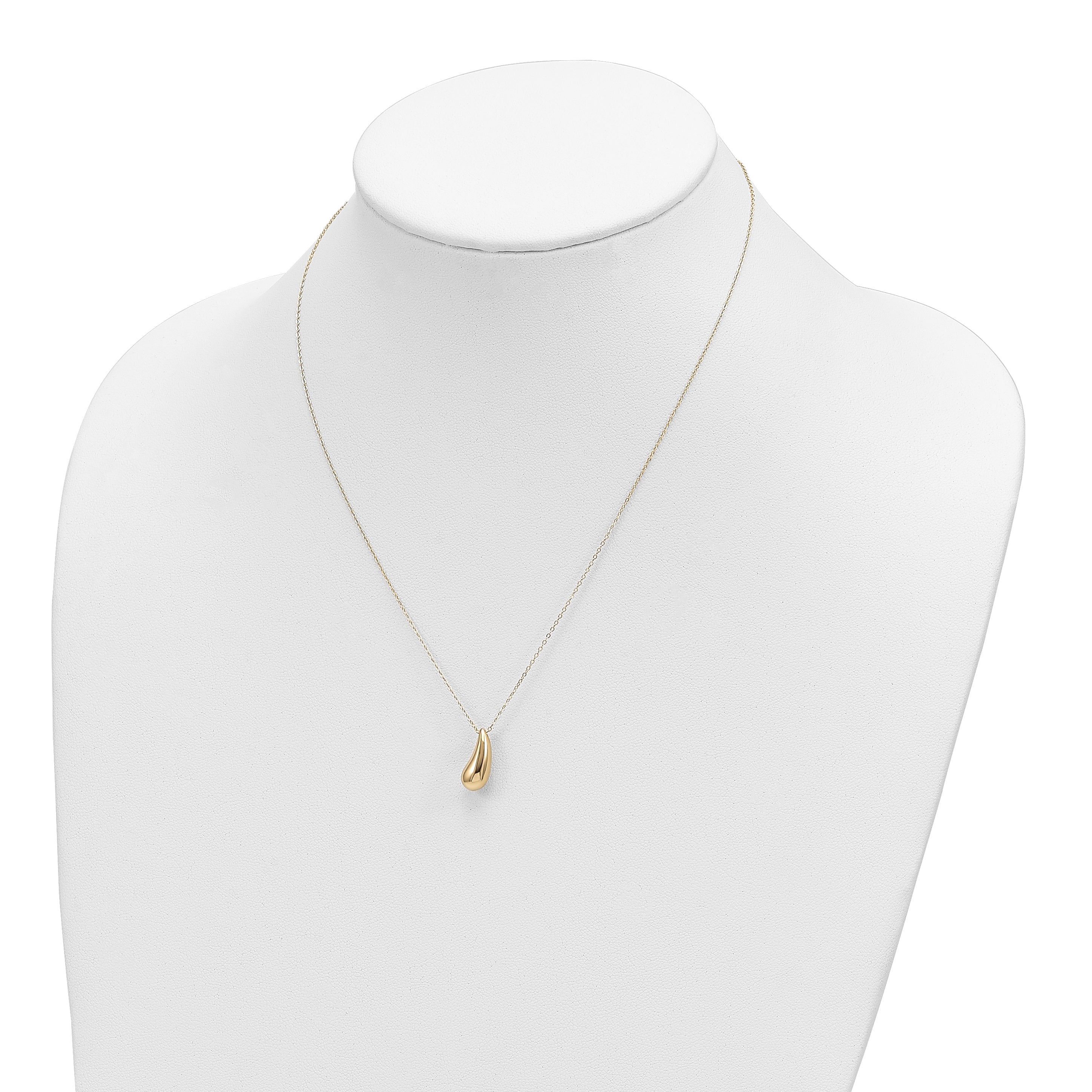 Sophia Jewelers 14K Gold Polished Teardrop Necklace with Elegant Rolo Chain