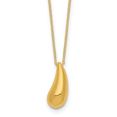 14k Polished Puffed Teardrop 18in Necklace