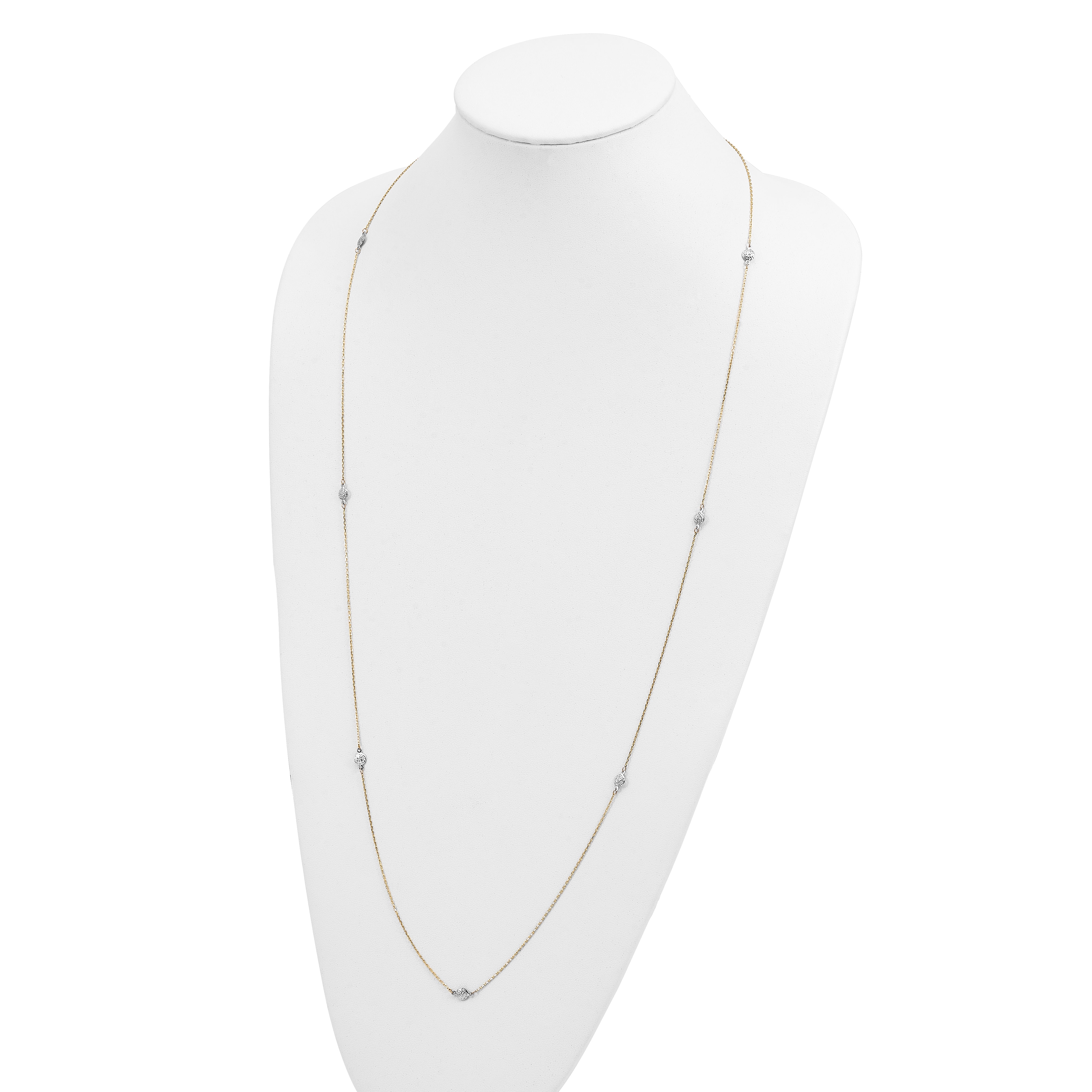 14k Two-tone Polished and Textured Circles Necklace