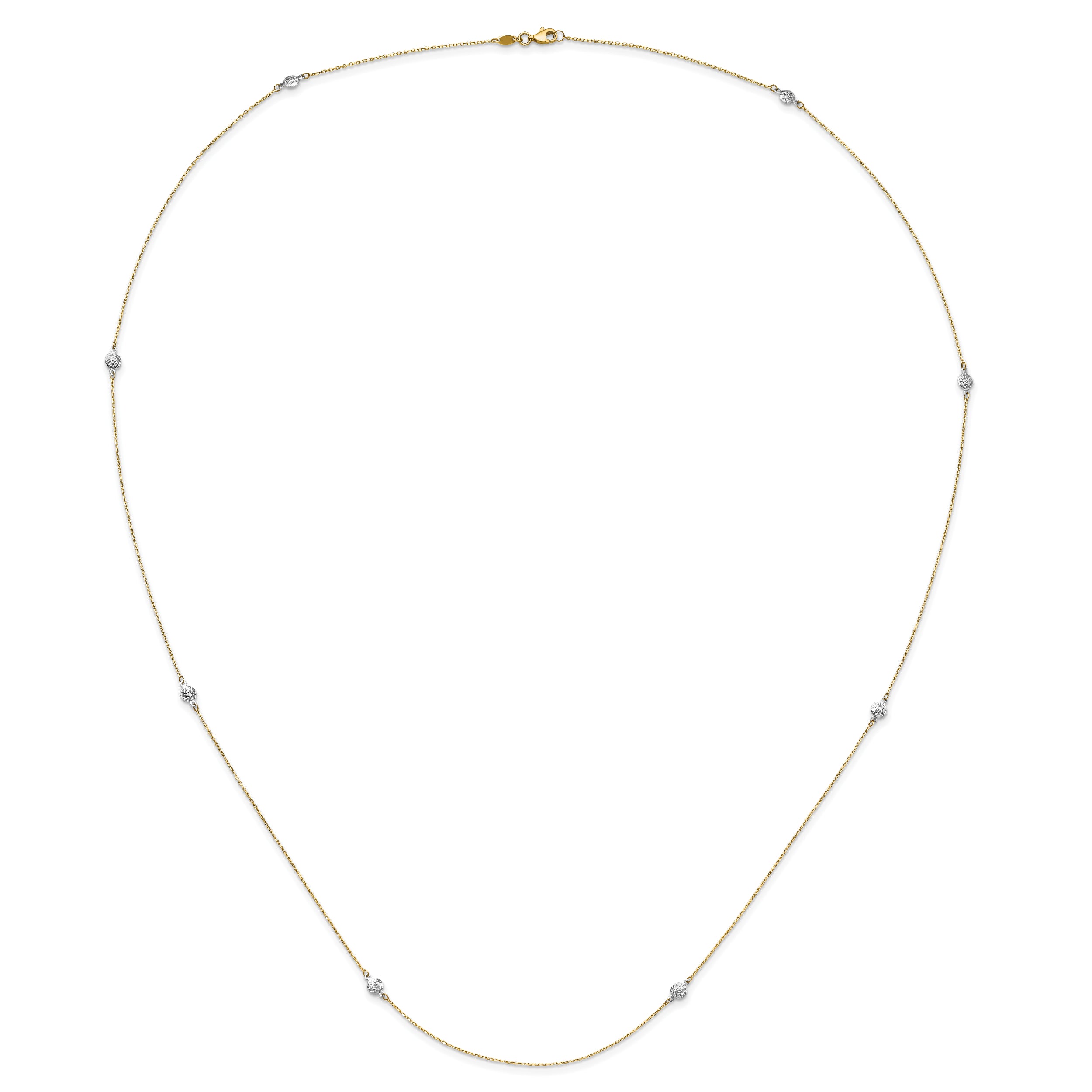 14k Two-tone Polished and Textured Circles Necklace