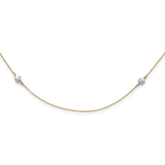 14k Two-tone Polished and Textured Circles Necklace