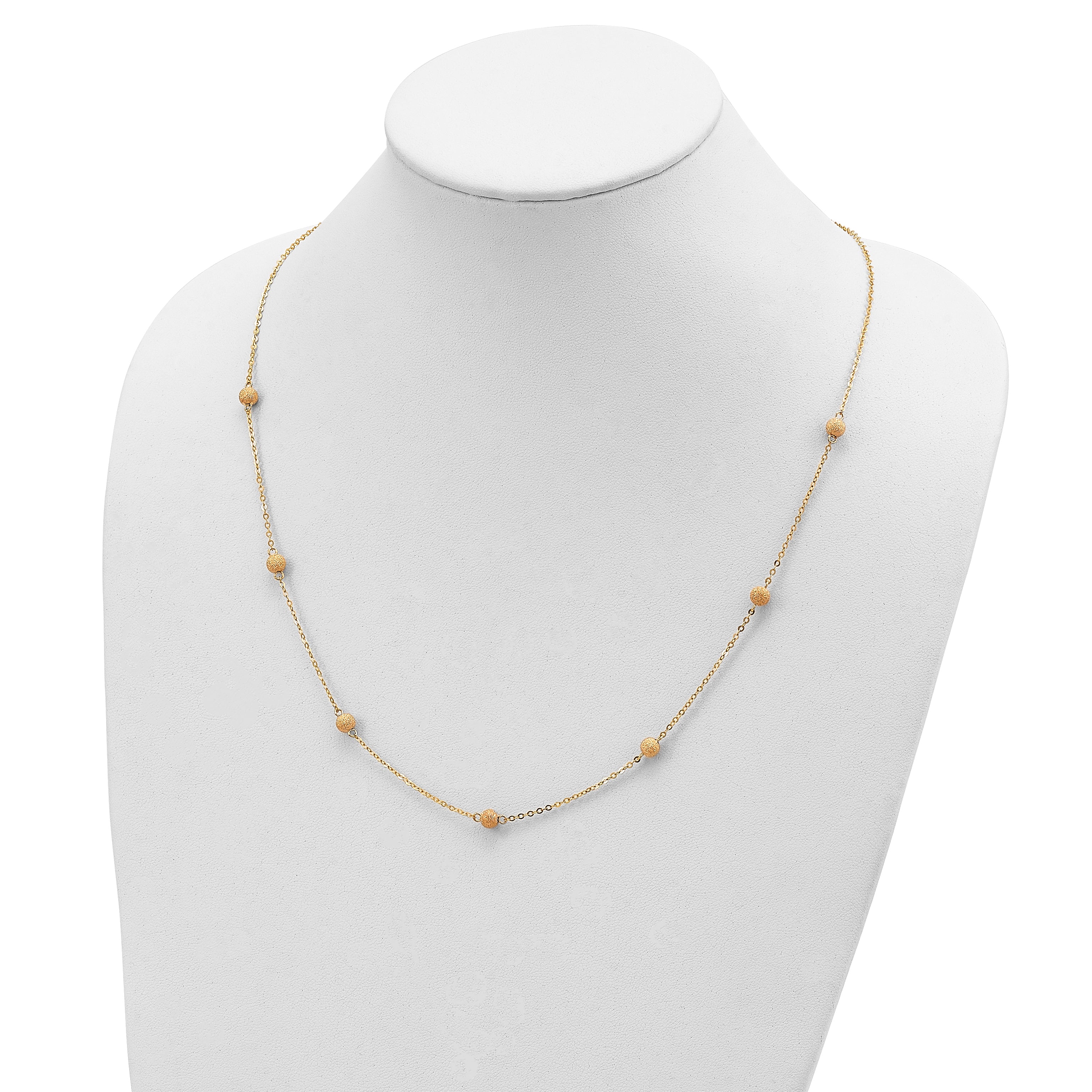 14k Textured 7 Stations Ball Necklace