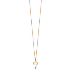 14k Polished CZ Cross Pendant Necklace