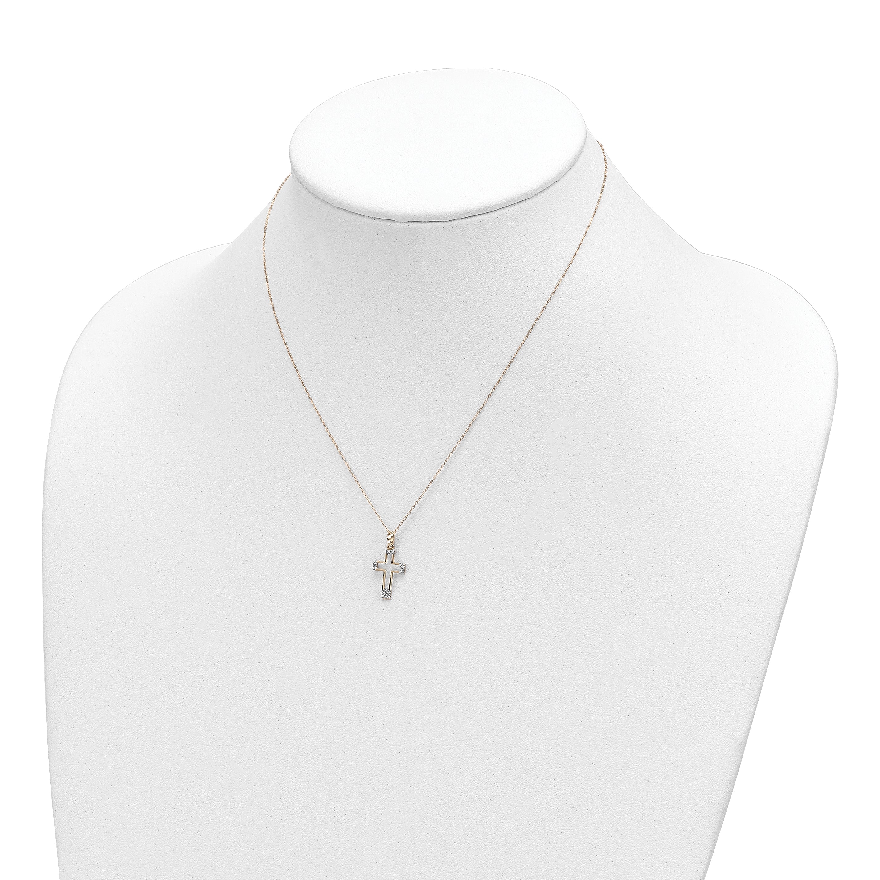 14k Polished CZ Cross Pendant Necklace