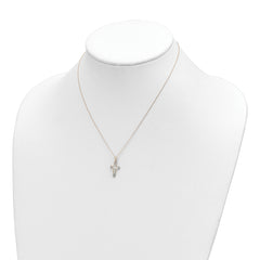 14k Polished CZ Cross Pendant Necklace