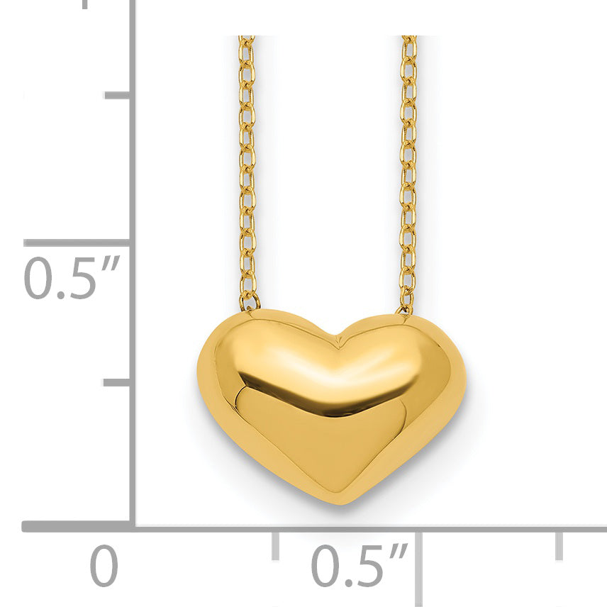 Sophia Jewelers 14K Gold Puffed Heart Necklace with Polished Finish