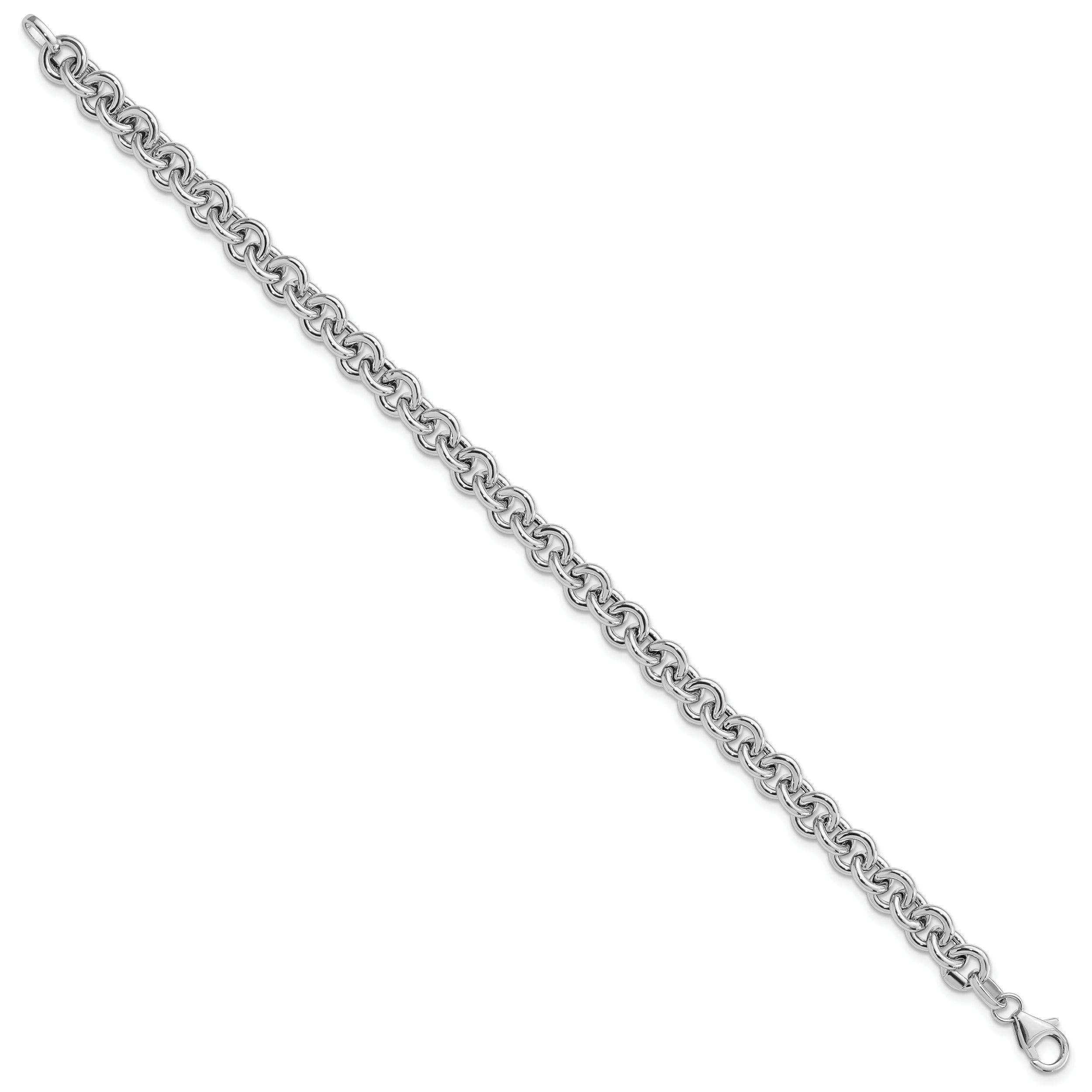 14k White Polished Fancy 6.5mm Rolo Link Bracelet