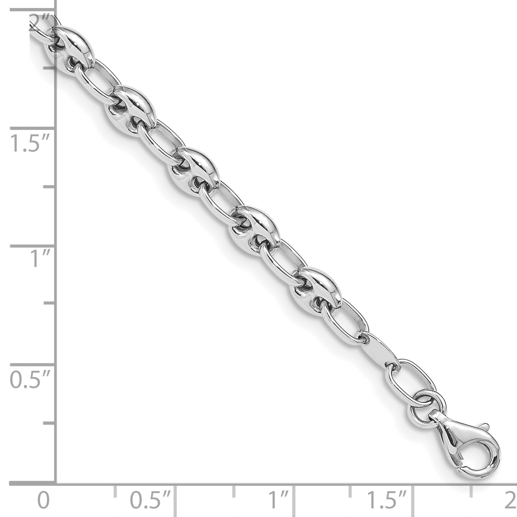 14K White Gold Polished Link Bracelet